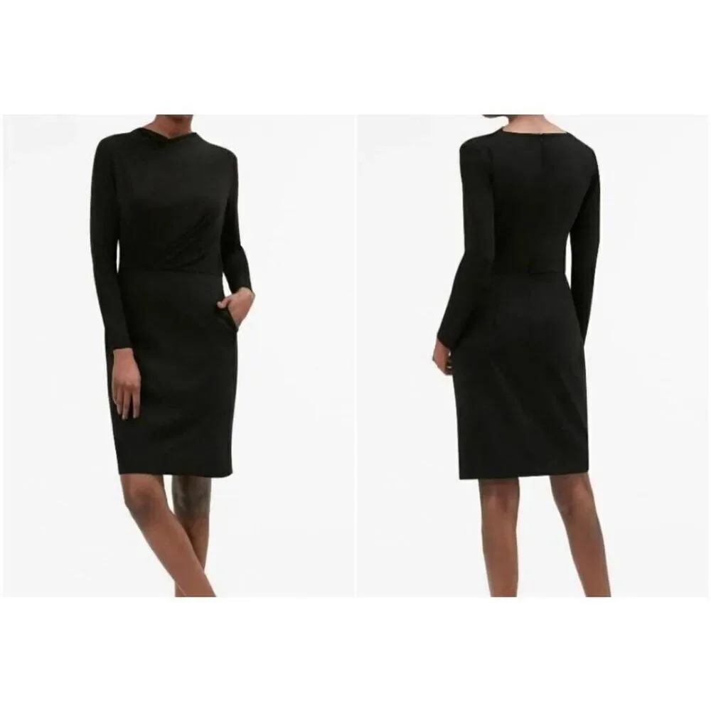 MM Lafleur Black Drape Neck Akiko Dress sz 8